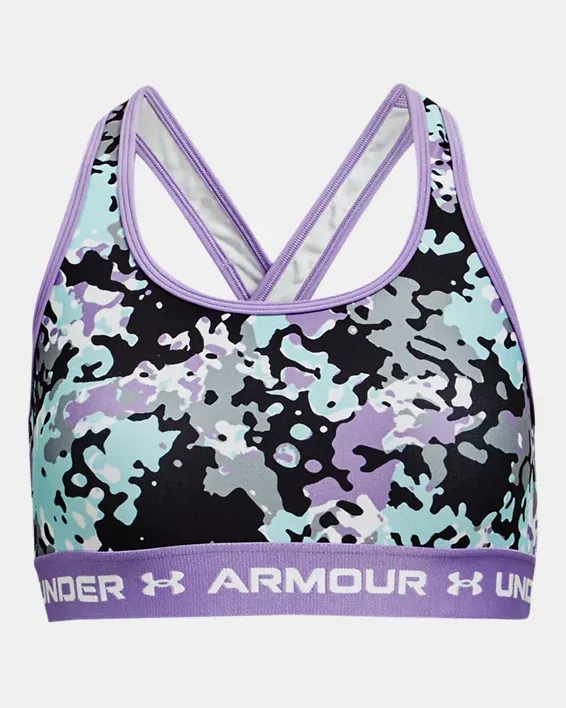 Under Armour Girls' UA Crossback Printed Sports Bra