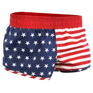 USA American Flag Women's Patriotic Beach Bikini Cover Up Booty Running Shorts