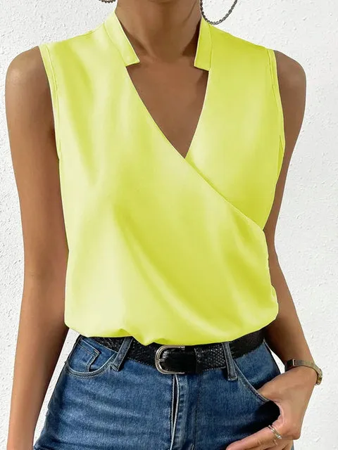 V-neck Sleeveless Women Blouses