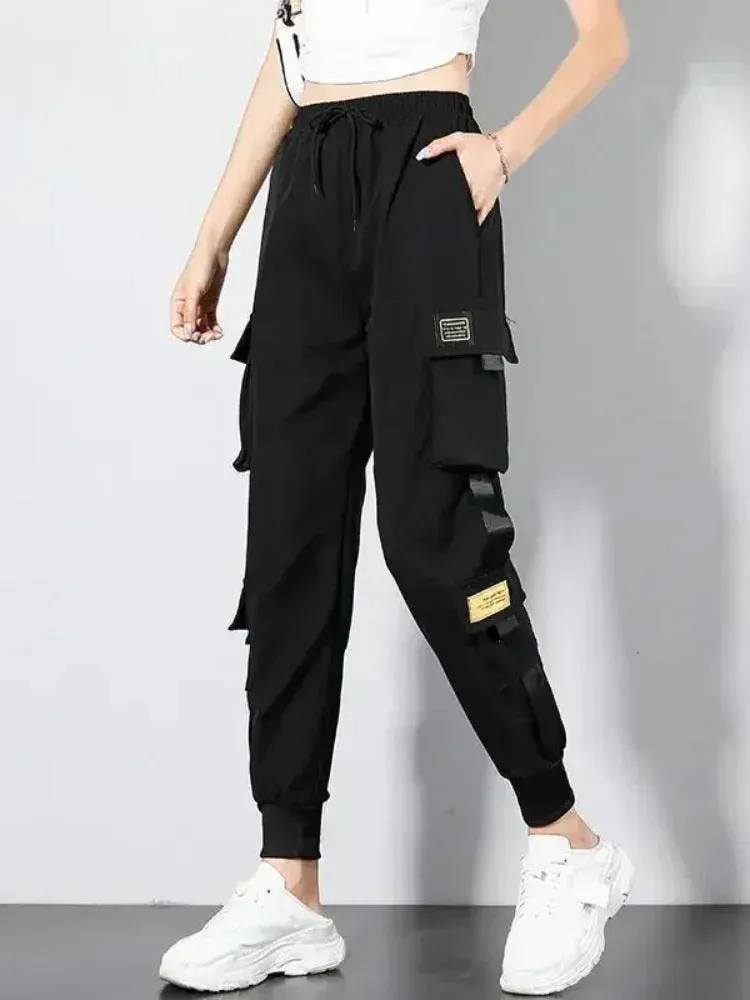 Valentina – Slimming Black Cargo Jogging Pants for Women