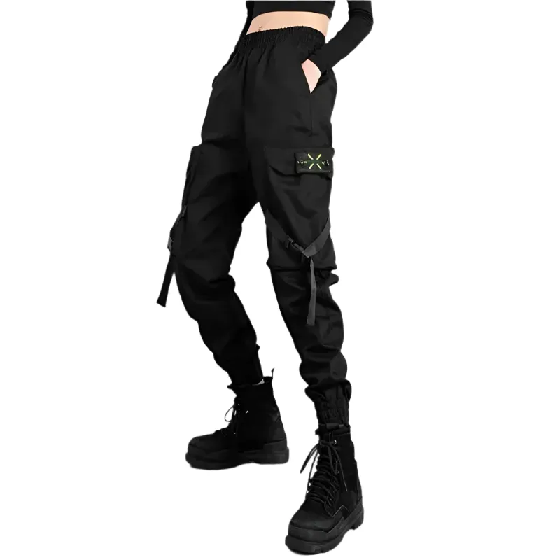 Valentina – Slimming Black Cargo Jogging Pants for Women