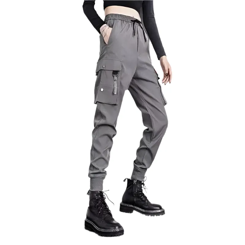Valentina – Slimming Black Cargo Jogging Pants for Women