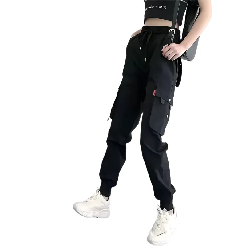 Valentina – Slimming Black Cargo Jogging Pants for Women