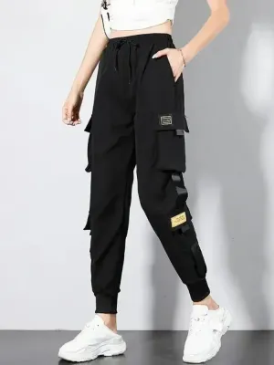 Valentina – Slimming Black Cargo Jogging Pants for Women