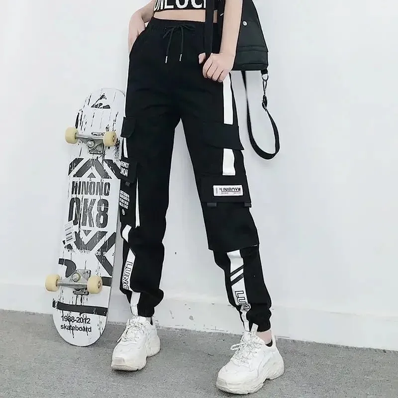 Valentina – Slimming Black Cargo Jogging Pants for Women