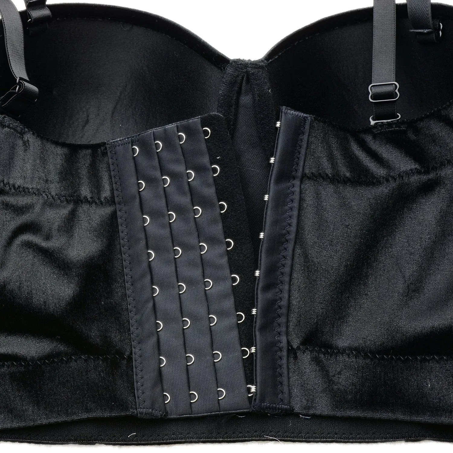 Velvet Soft Bustier Crop Top Push Up Women's Corset Top Bra Black