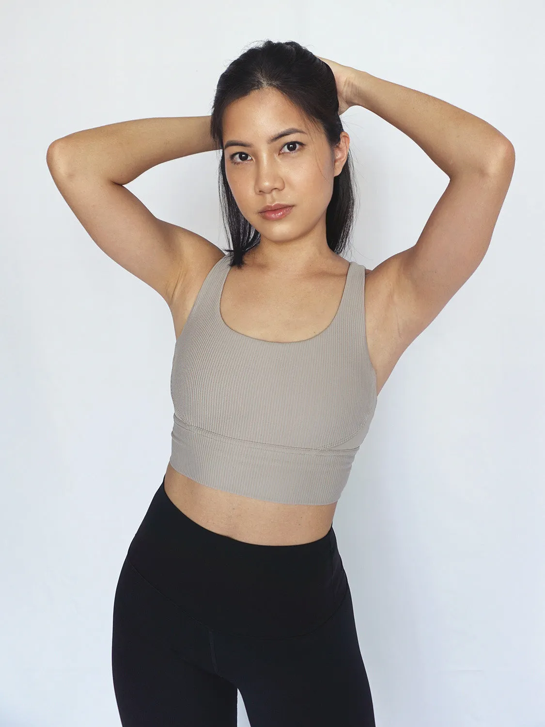 Vertical Crossback Sports Bra- NUDE
