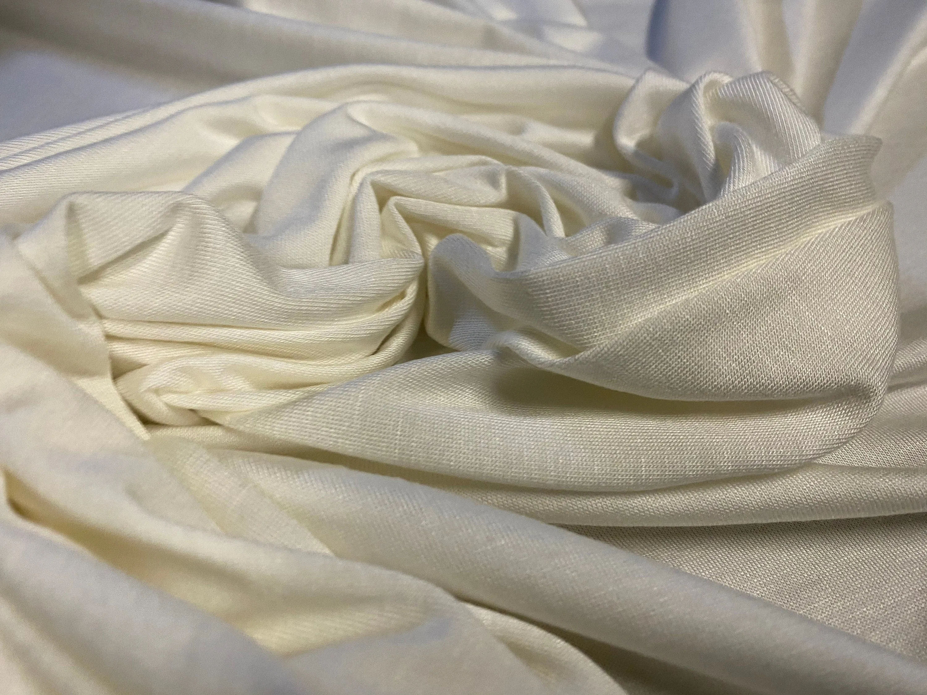 Viscose Spandex stretch single jersey fabric, per metre - plain -  cream