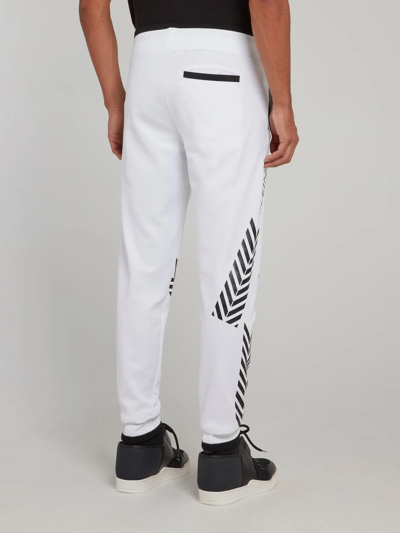 White Geometric Jogging Trousers