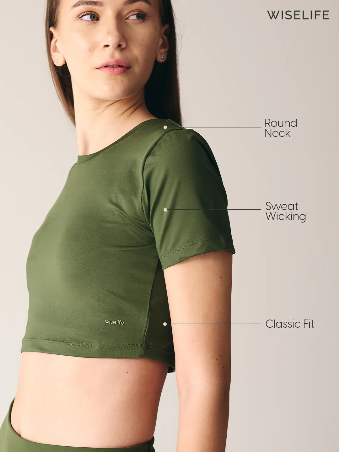 Wise Active Crop Top (Olive green)