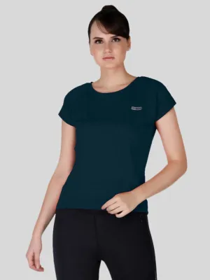Women Aqu Blue Solid Tops & T-Shirts - ALL YOURS-AB