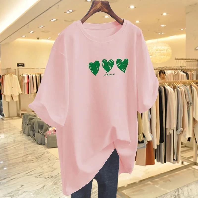 Women Clothing Printed T-shirt Summer Plus Size Top Short Sleeve Causal Basic All Cotton Tees Pullovers