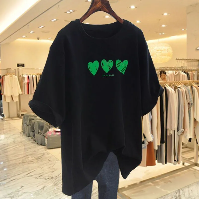 Women Clothing Printed T-shirt Summer Plus Size Top Short Sleeve Causal Basic All Cotton Tees Pullovers