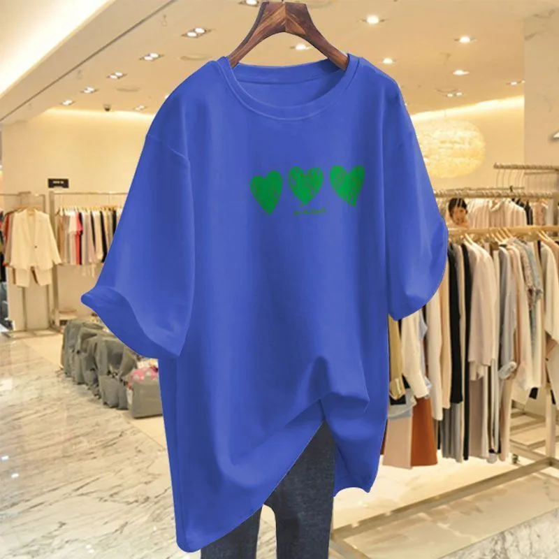 Women Clothing Printed T-shirt Summer Plus Size Top Short Sleeve Causal Basic All Cotton Tees Pullovers