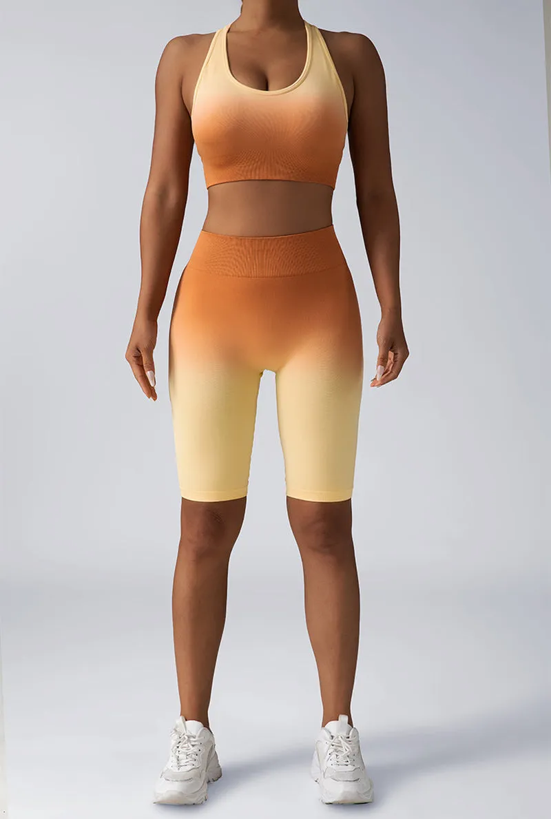 Women's 2-Piece Workout Sets - Seamless Crop Tank & High-Waist Shorts or Sport Bra & Yoga Leggings