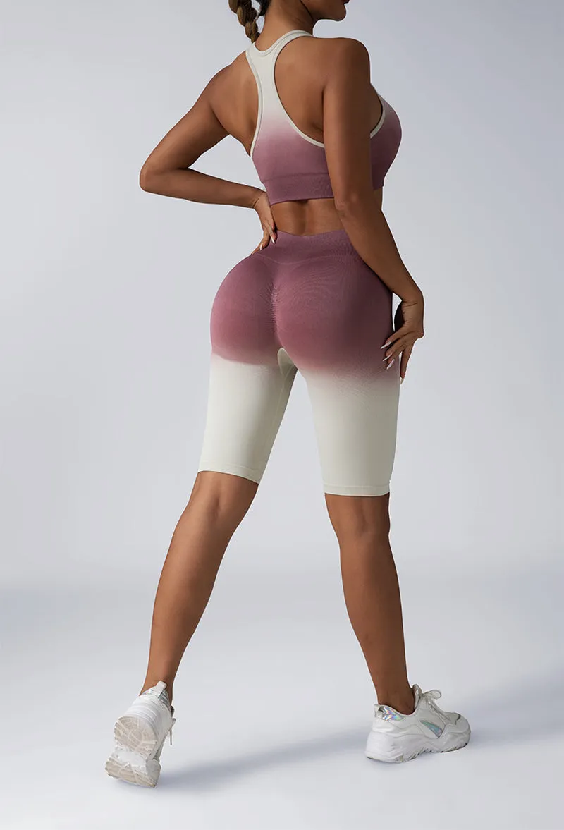 Women's 2-Piece Workout Sets - Seamless Crop Tank & High-Waist Shorts or Sport Bra & Yoga Leggings