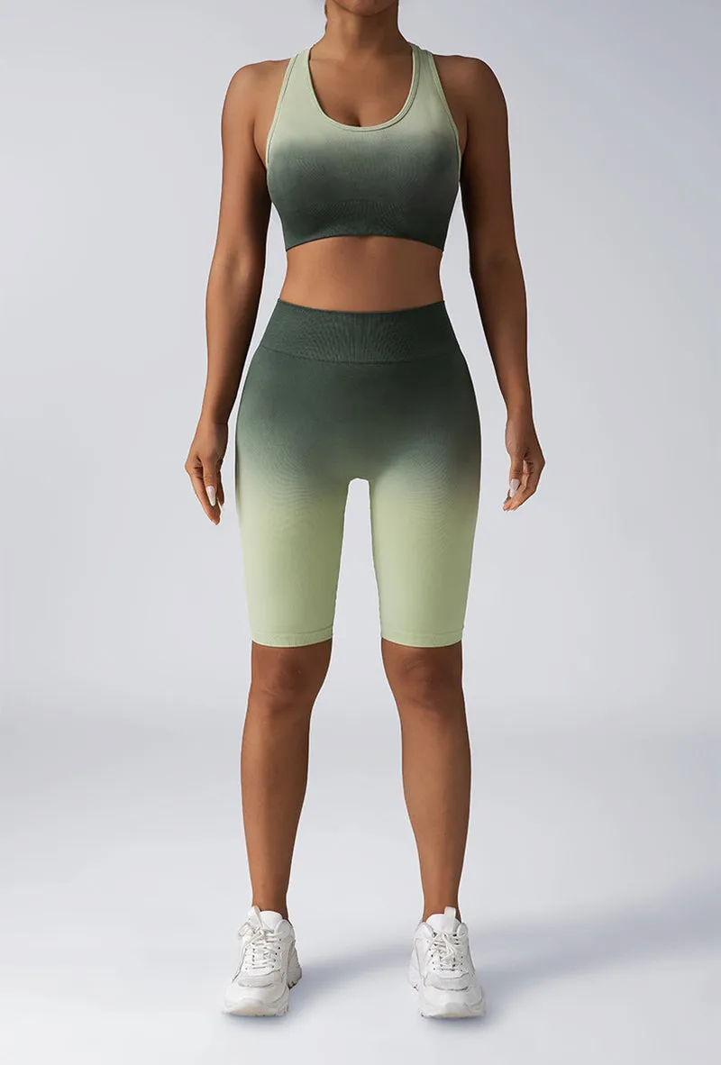 Women's 2-Piece Workout Sets - Seamless Crop Tank & High-Waist Shorts or Sport Bra & Yoga Leggings