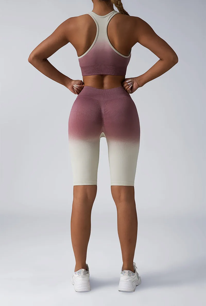 Women's 2-Piece Workout Sets - Seamless Crop Tank & High-Waist Shorts or Sport Bra & Yoga Leggings