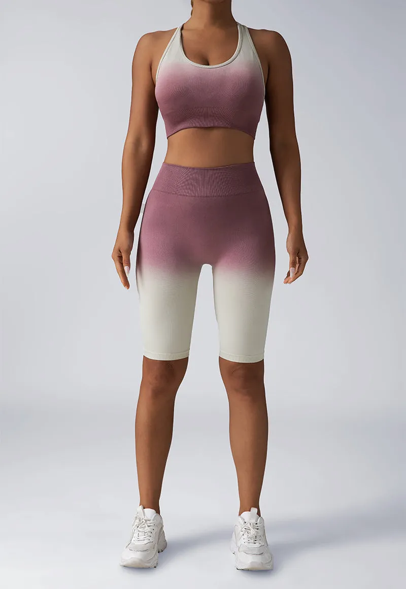 Women's 2-Piece Workout Sets - Seamless Crop Tank & High-Waist Shorts or Sport Bra & Yoga Leggings