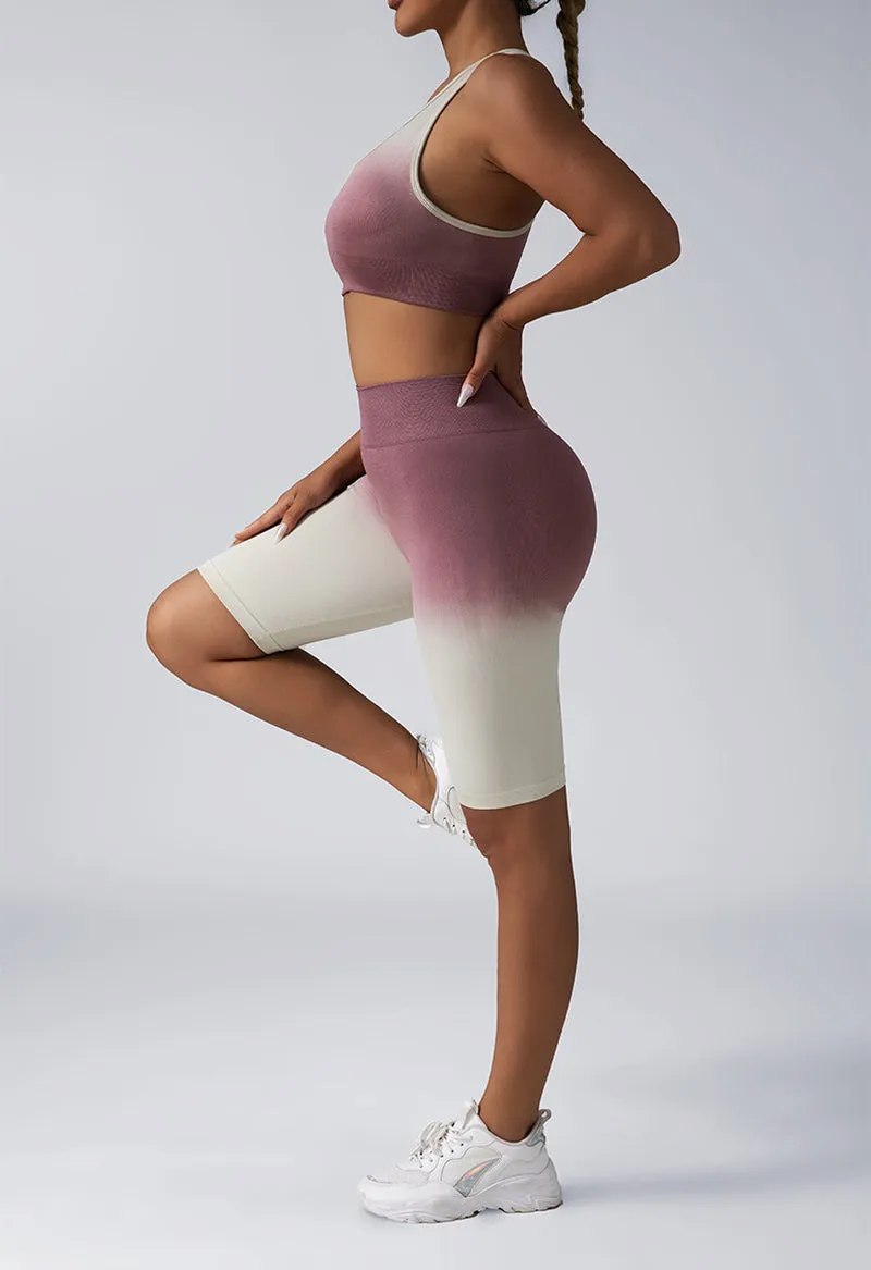 Women's 2-Piece Workout Sets - Seamless Crop Tank & High-Waist Shorts or Sport Bra & Yoga Leggings