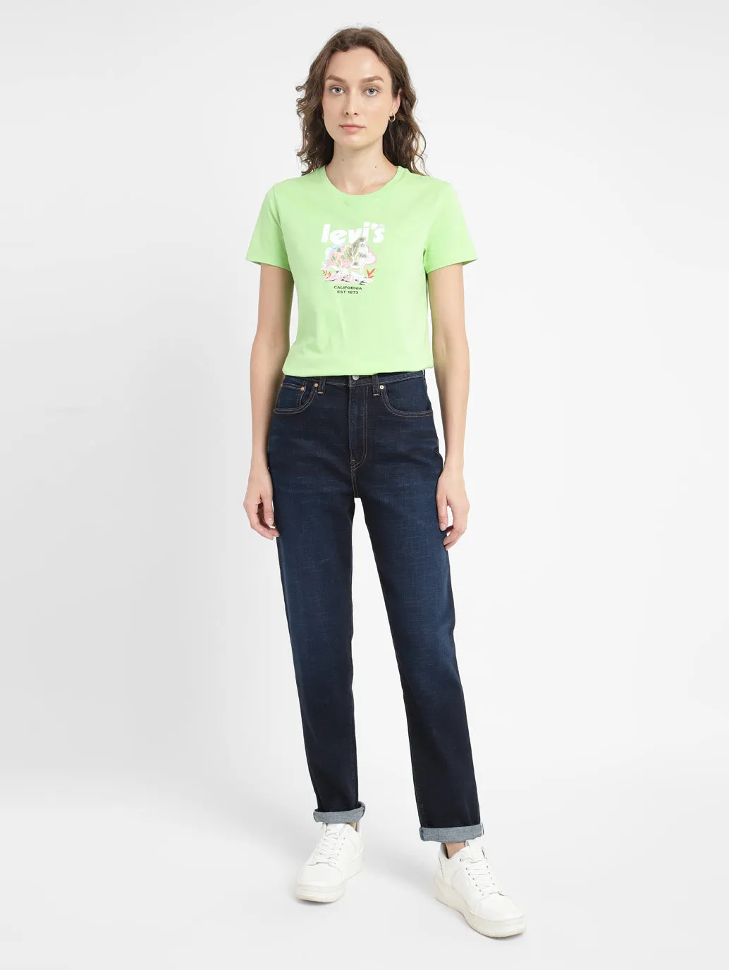Women's Blue Straight Fit High Rise Jeans
