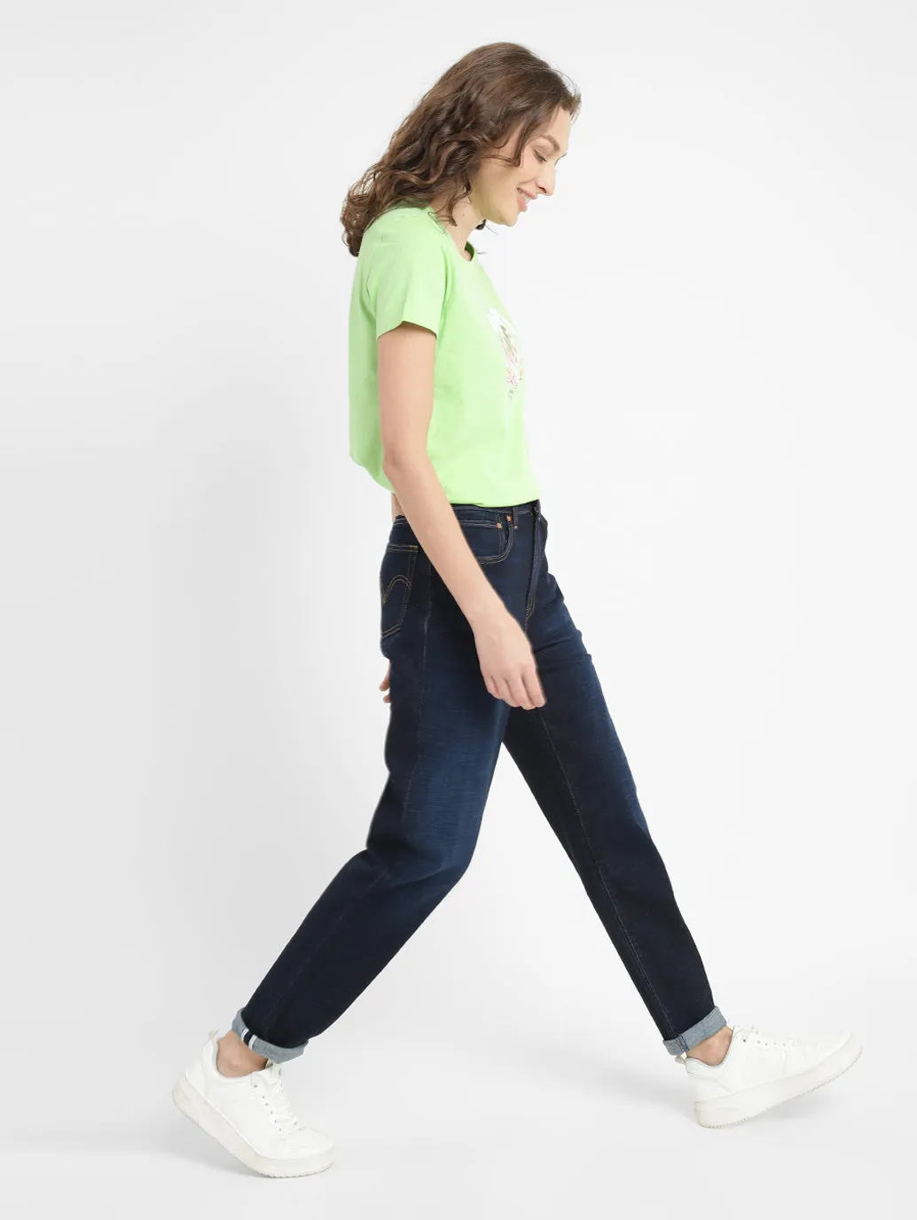 Women's Blue Straight Fit High Rise Jeans