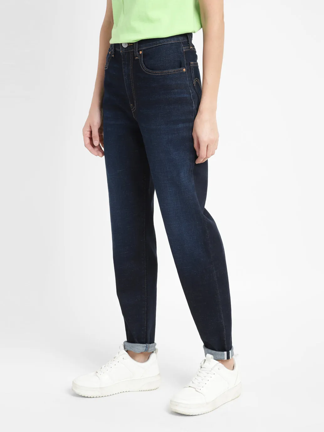 Women's Blue Straight Fit High Rise Jeans