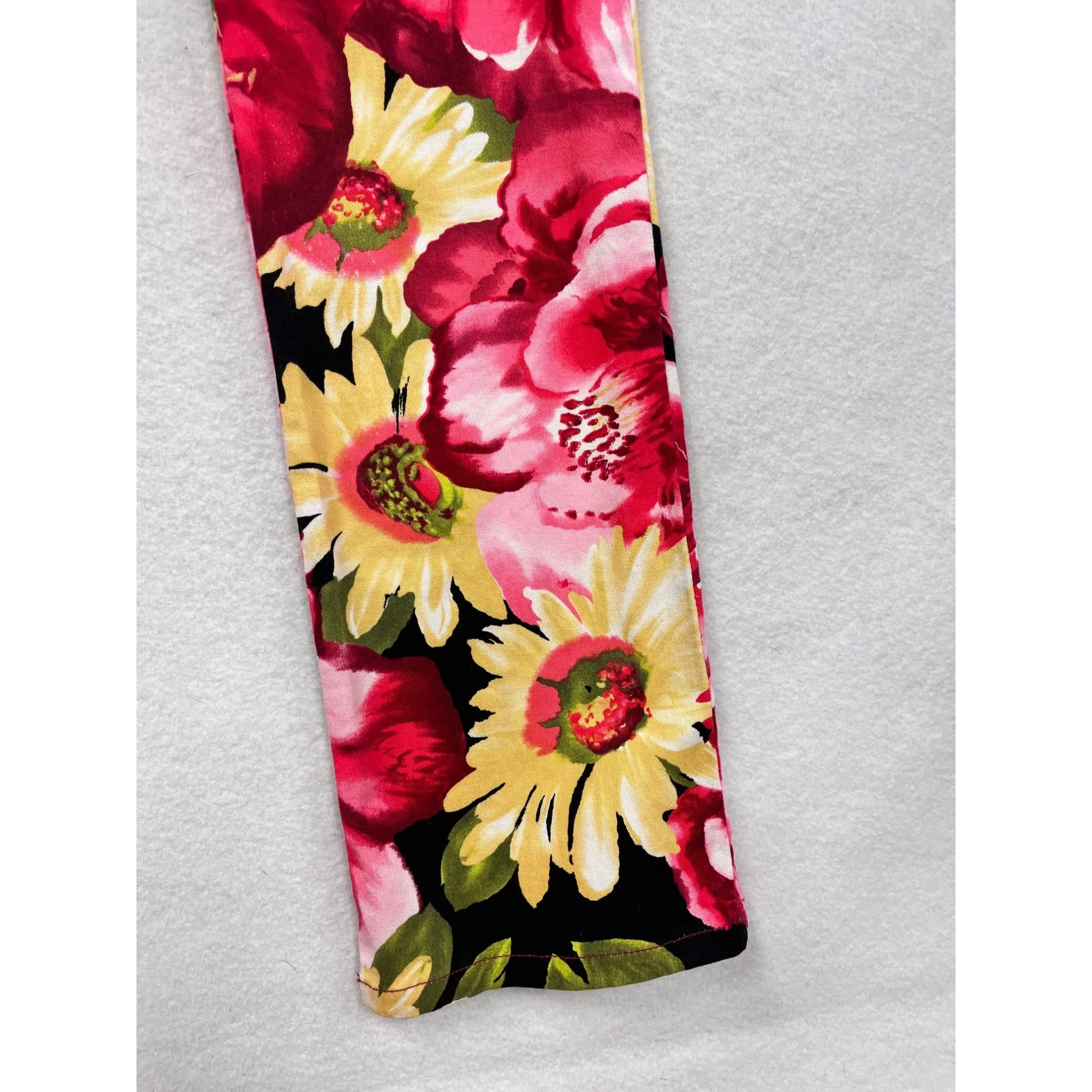 Womens Bubblegum Vibrant Floral Bootcut Pants Size 7/8 #6730