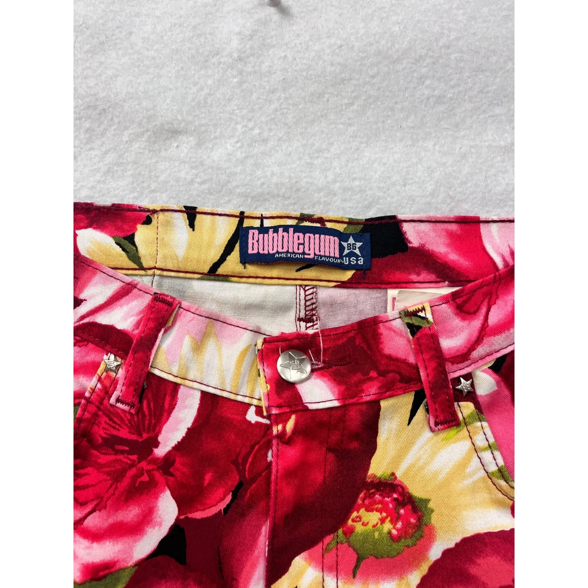 Womens Bubblegum Vibrant Floral Bootcut Pants Size 7/8 #6730