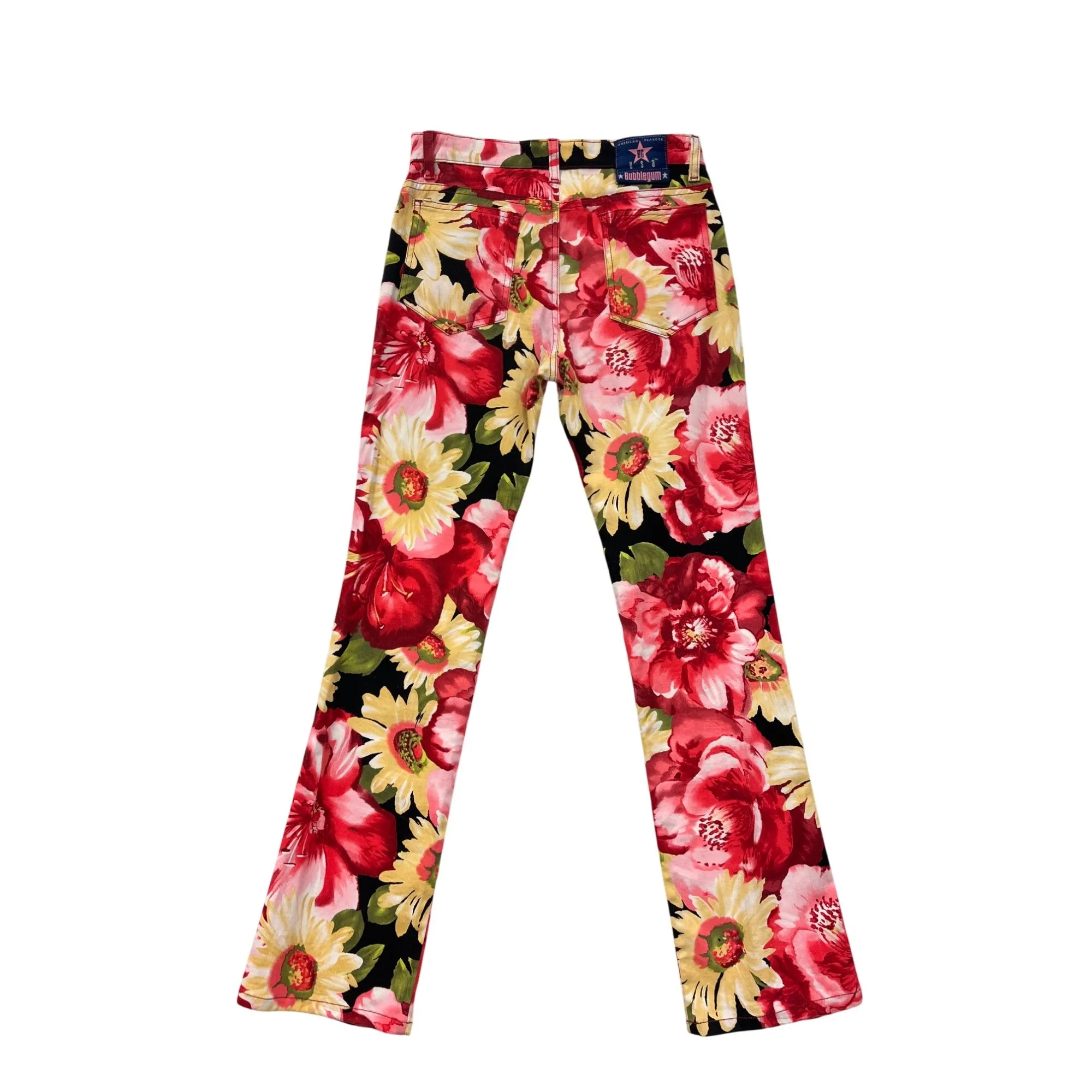 Womens Bubblegum Vibrant Floral Bootcut Pants Size 7/8 #6730