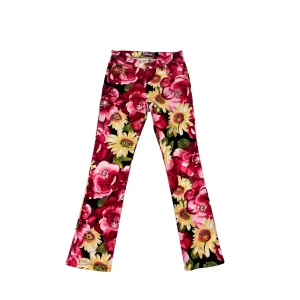 Womens Bubblegum Vibrant Floral Bootcut Pants Size 7/8 #6730