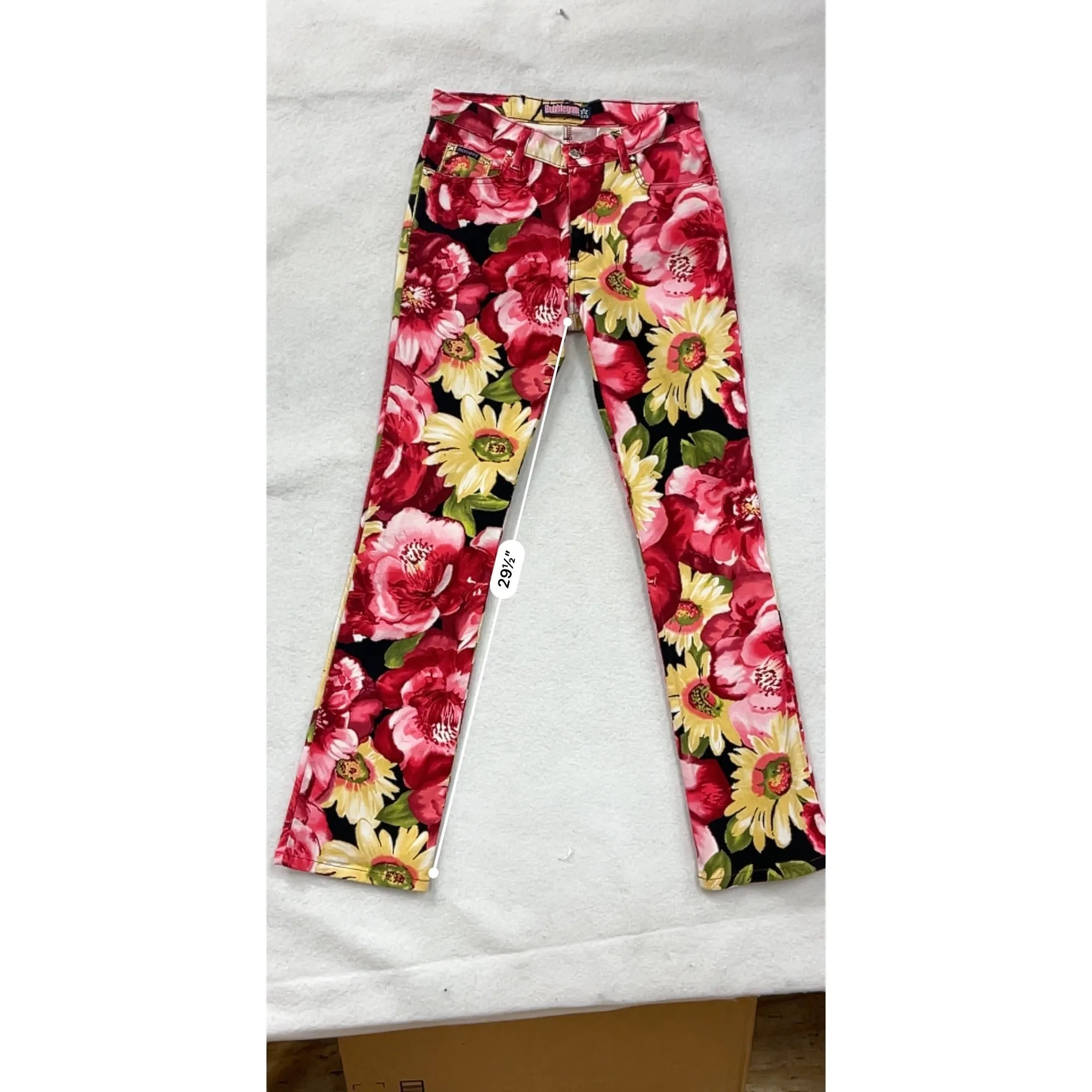 Womens Bubblegum Vibrant Floral Bootcut Pants Size 7/8 #6730
