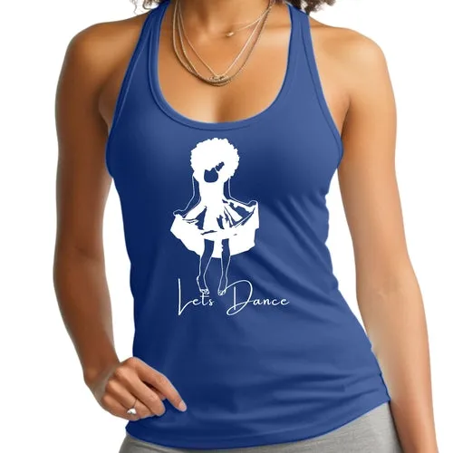 Womens Fitness Tank Top Graphic T-shirt Say it Soul - Lets Dance White