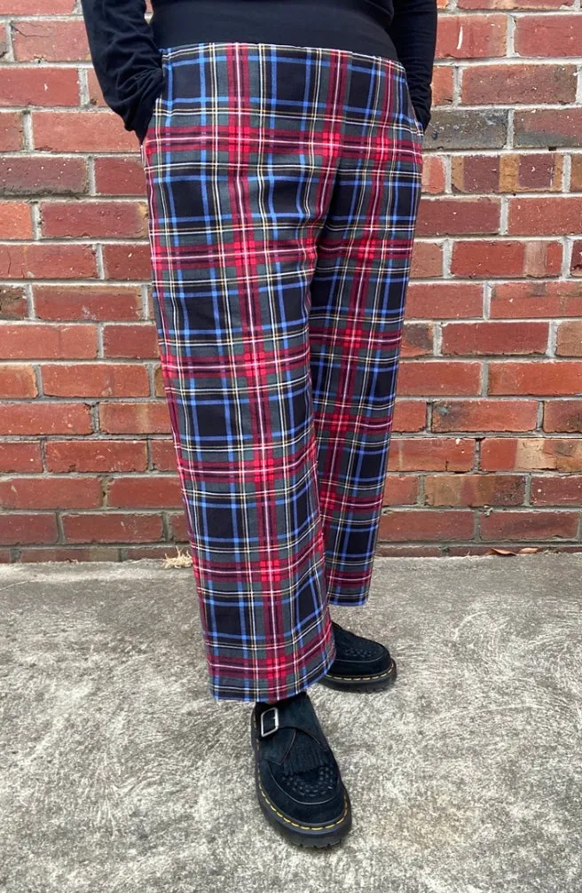 Women's Handmade Band Pants - Tartan