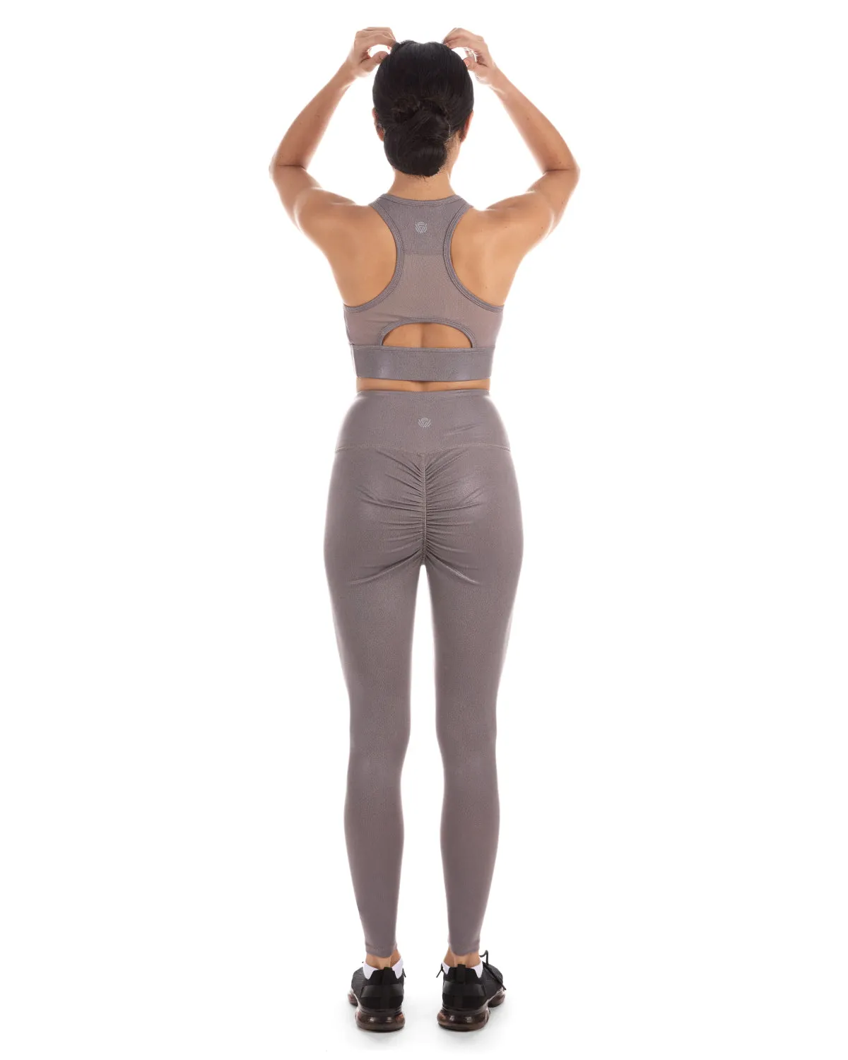 Women's Metallic Print Racerback Sports Bra with Removable Cups