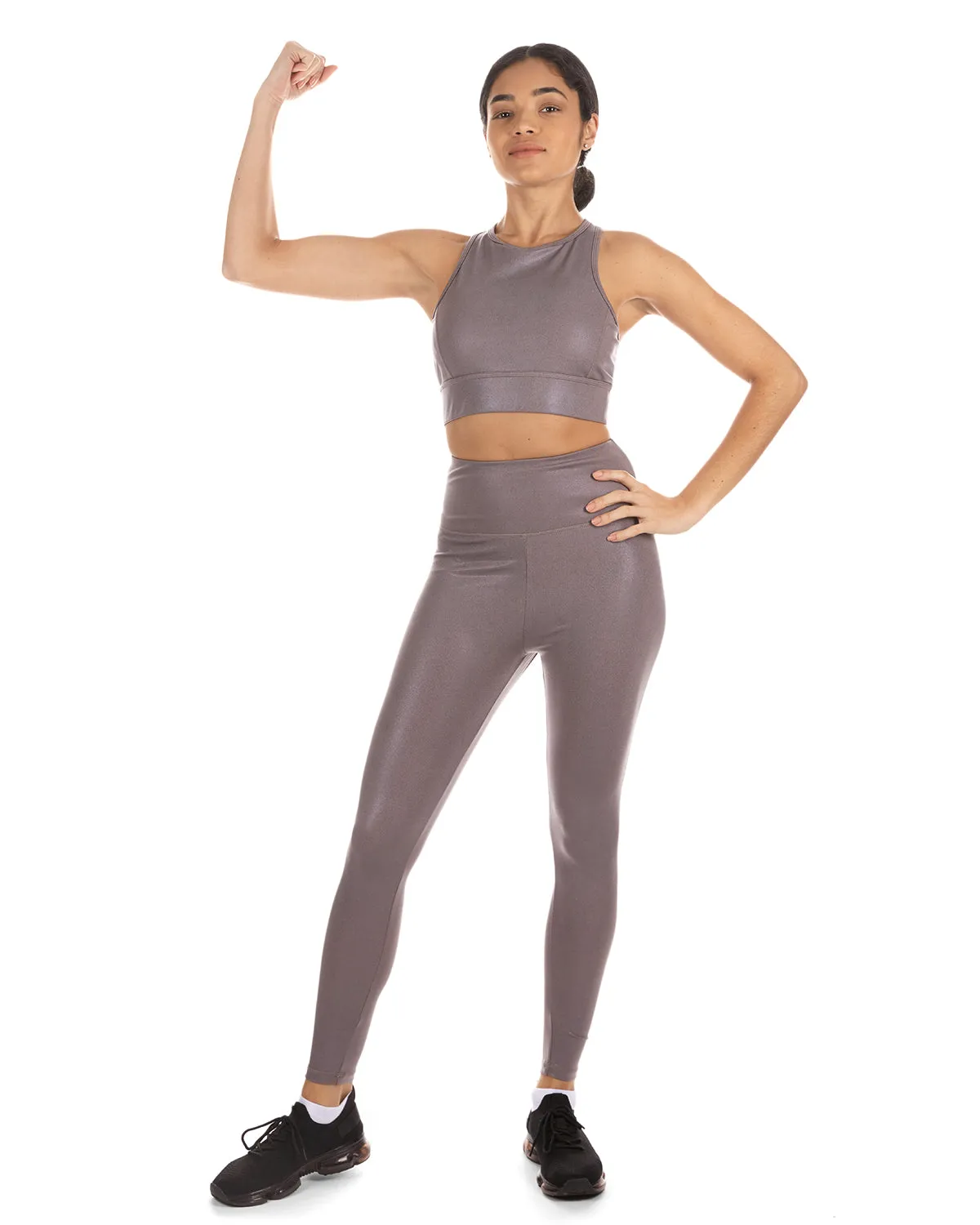 Women's Metallic Print Racerback Sports Bra with Removable Cups