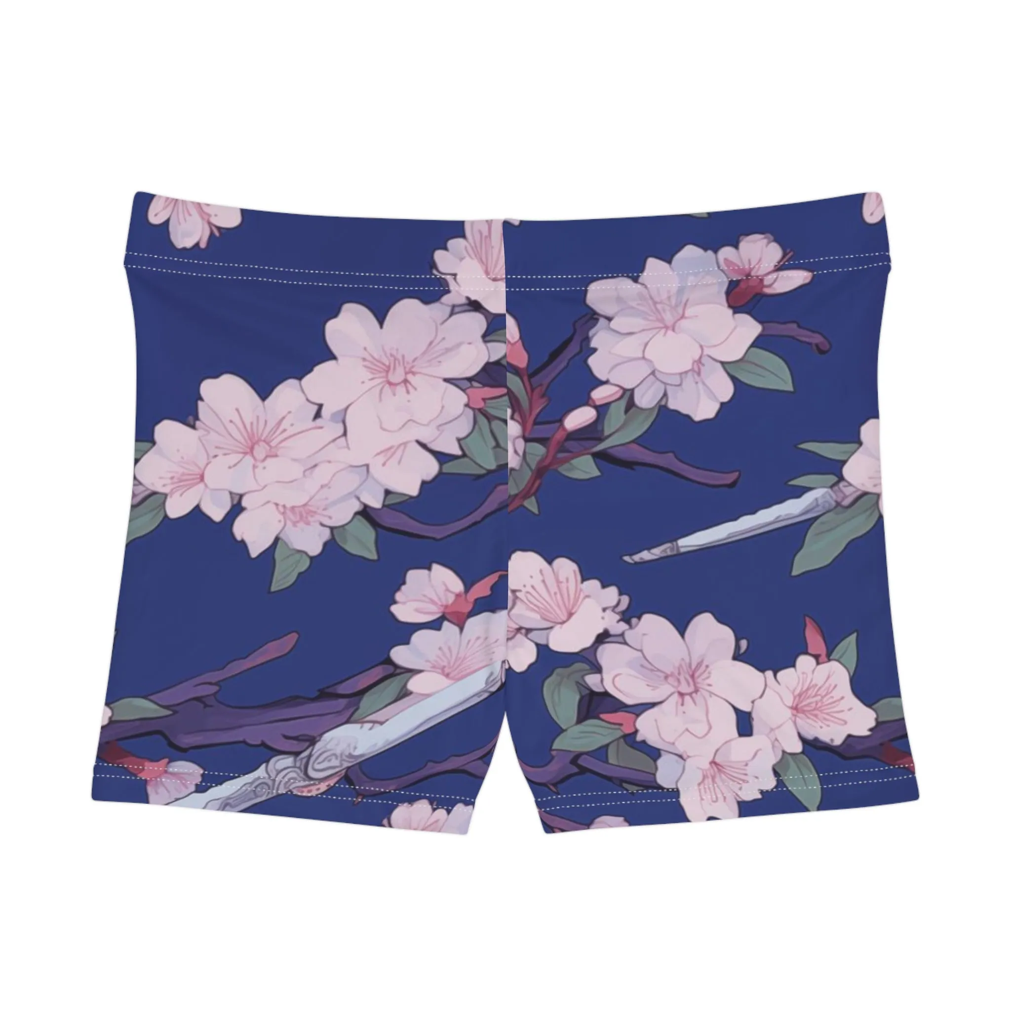 Workout Shorts - Astrid Matsyasana Katanas Cherry Blossoms